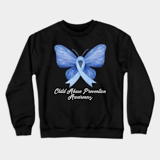 Child Abuse Prevention Awareness Month Blue Ribbon gift idea Crewneck Sweatshirt